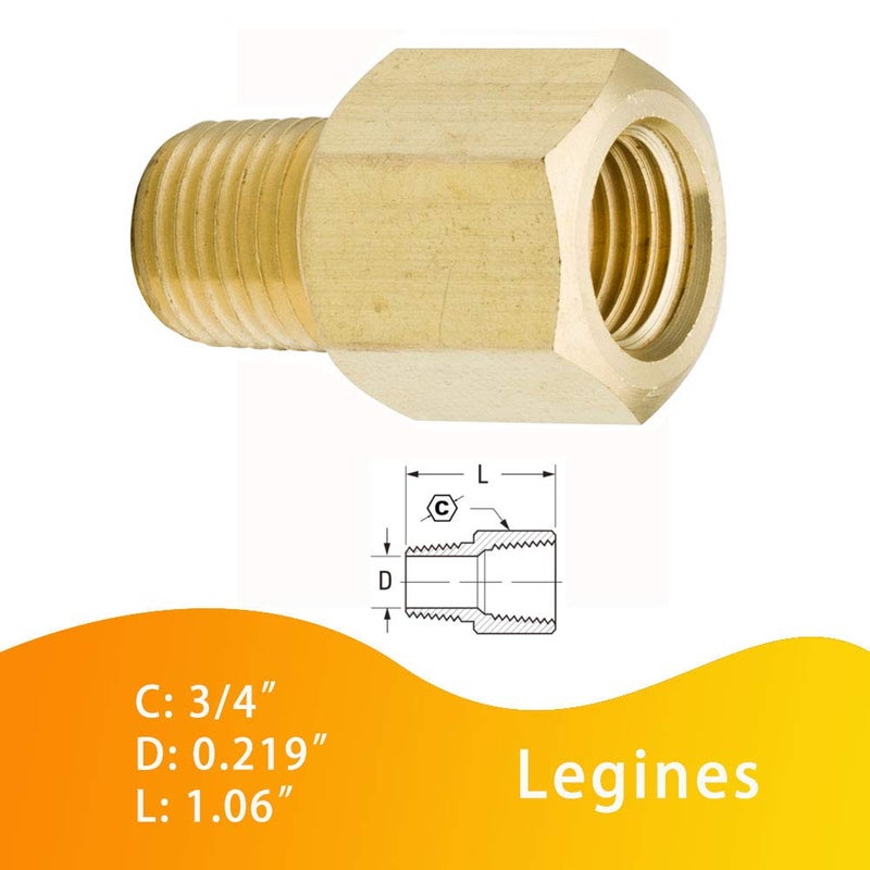 Legines Brass Pipe Fitting, NPT Adapter 1/4" Female to 1/8" Male Reducing Adaptor 1200psi High Pressure (Pack of 2) - Image 4
